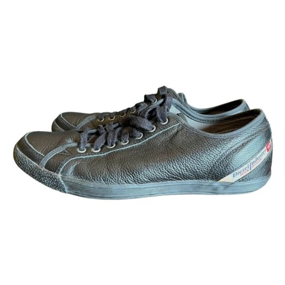 Diesel Industry Nostalgia Leather Sneakers Black US 9 Y2K - Picture 6 of 16